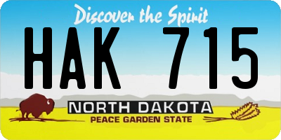 ND license plate HAK715