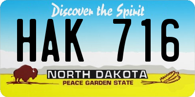 ND license plate HAK716