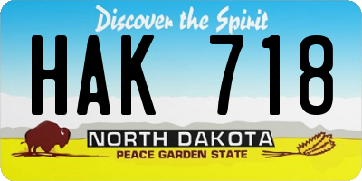 ND license plate HAK718