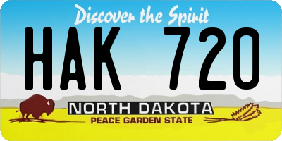 ND license plate HAK720