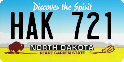 ND license plate HAK721