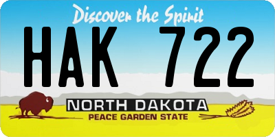 ND license plate HAK722