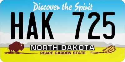 ND license plate HAK725