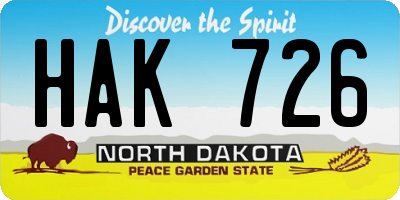 ND license plate HAK726