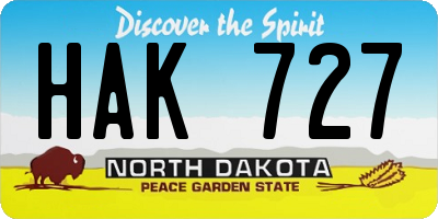 ND license plate HAK727