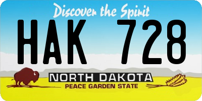 ND license plate HAK728