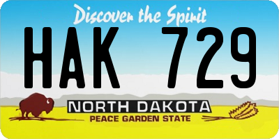 ND license plate HAK729