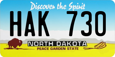 ND license plate HAK730