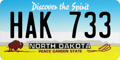 ND license plate HAK733