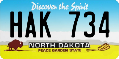 ND license plate HAK734