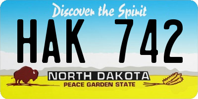 ND license plate HAK742