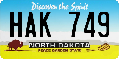 ND license plate HAK749