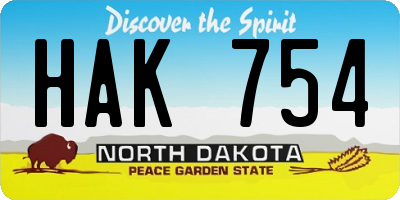 ND license plate HAK754