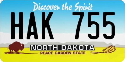 ND license plate HAK755