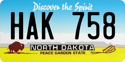 ND license plate HAK758