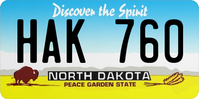 ND license plate HAK760