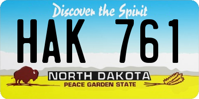 ND license plate HAK761