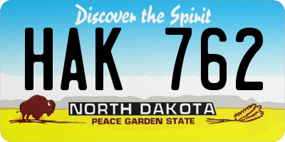 ND license plate HAK762