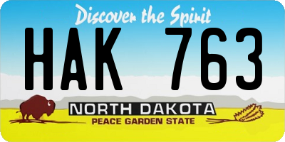 ND license plate HAK763