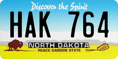 ND license plate HAK764