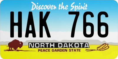 ND license plate HAK766