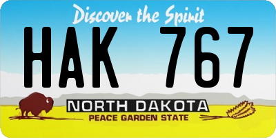 ND license plate HAK767