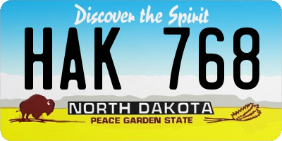 ND license plate HAK768