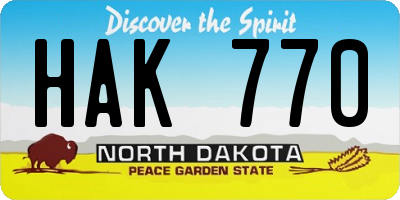 ND license plate HAK770