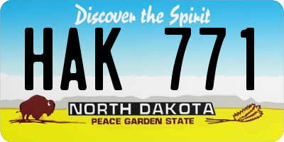 ND license plate HAK771