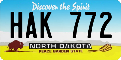 ND license plate HAK772