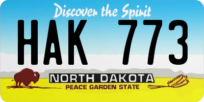 ND license plate HAK773