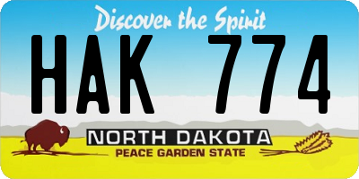 ND license plate HAK774