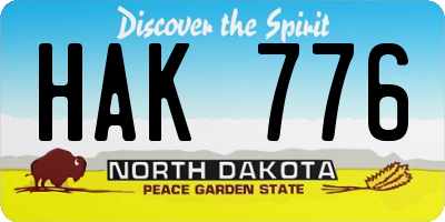 ND license plate HAK776