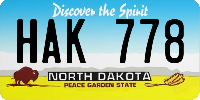 ND license plate HAK778