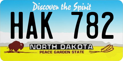 ND license plate HAK782