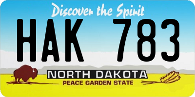 ND license plate HAK783