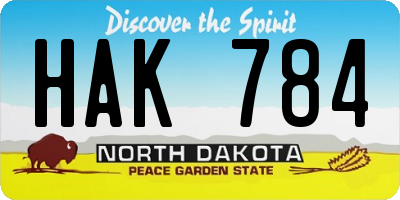 ND license plate HAK784