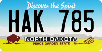 ND license plate HAK785