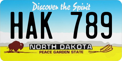 ND license plate HAK789