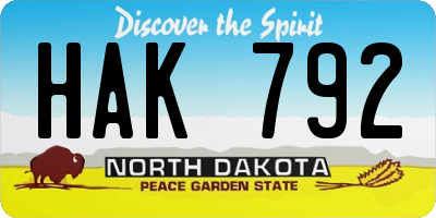 ND license plate HAK792