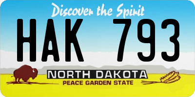 ND license plate HAK793