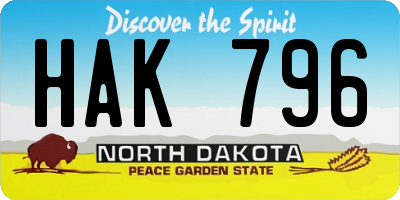 ND license plate HAK796