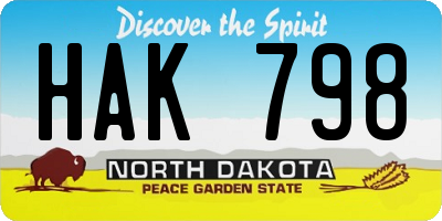 ND license plate HAK798