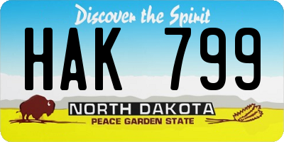 ND license plate HAK799