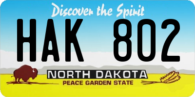 ND license plate HAK802