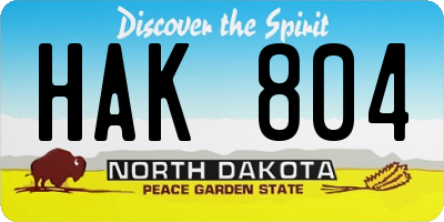 ND license plate HAK804