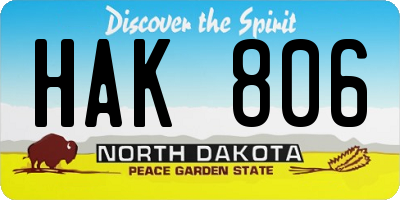 ND license plate HAK806