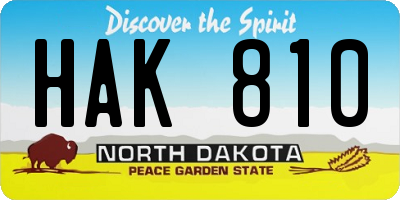 ND license plate HAK810