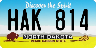 ND license plate HAK814