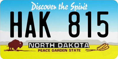 ND license plate HAK815